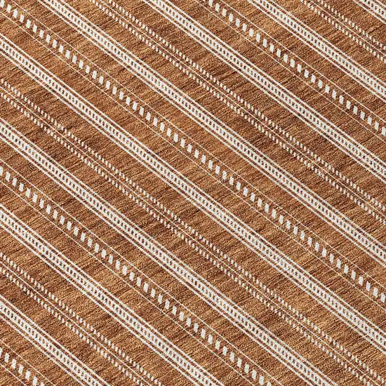 Terra Cotta And Ivory Striped Washable Indoor Outdoor Area Rug Photo 5