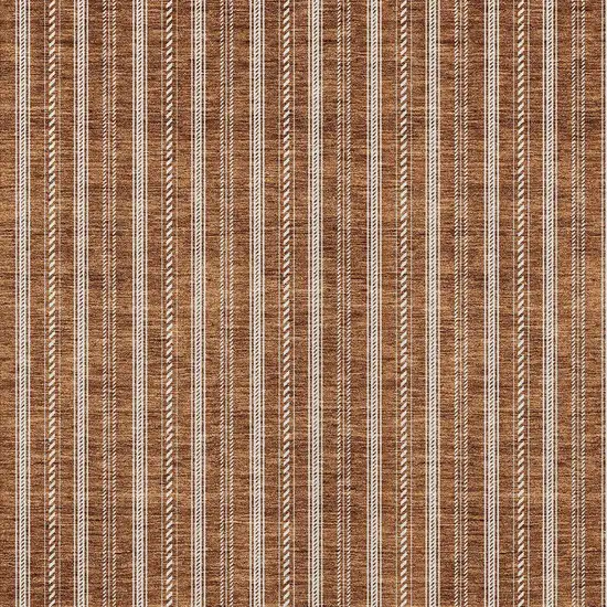 Terra Cotta And Ivory Striped Washable Indoor Outdoor Area Rug Photo 6
