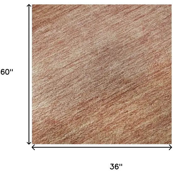 Terra Cotta And Peach Striped Washable Area Rug With UV Protection Photo 8