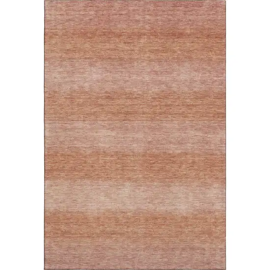 Terra Cotta And Peach Striped Washable Area Rug With UV Protection Photo 4