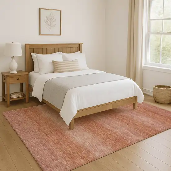 Terra Cotta And Peach Striped Washable Area Rug With UV Protection Photo 3