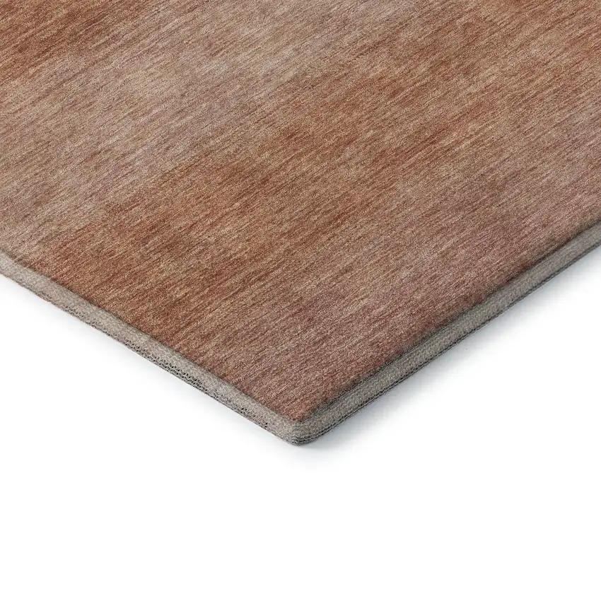 Terra Cotta And Peach Striped Washable Area Rug With UV Protection Photo 6