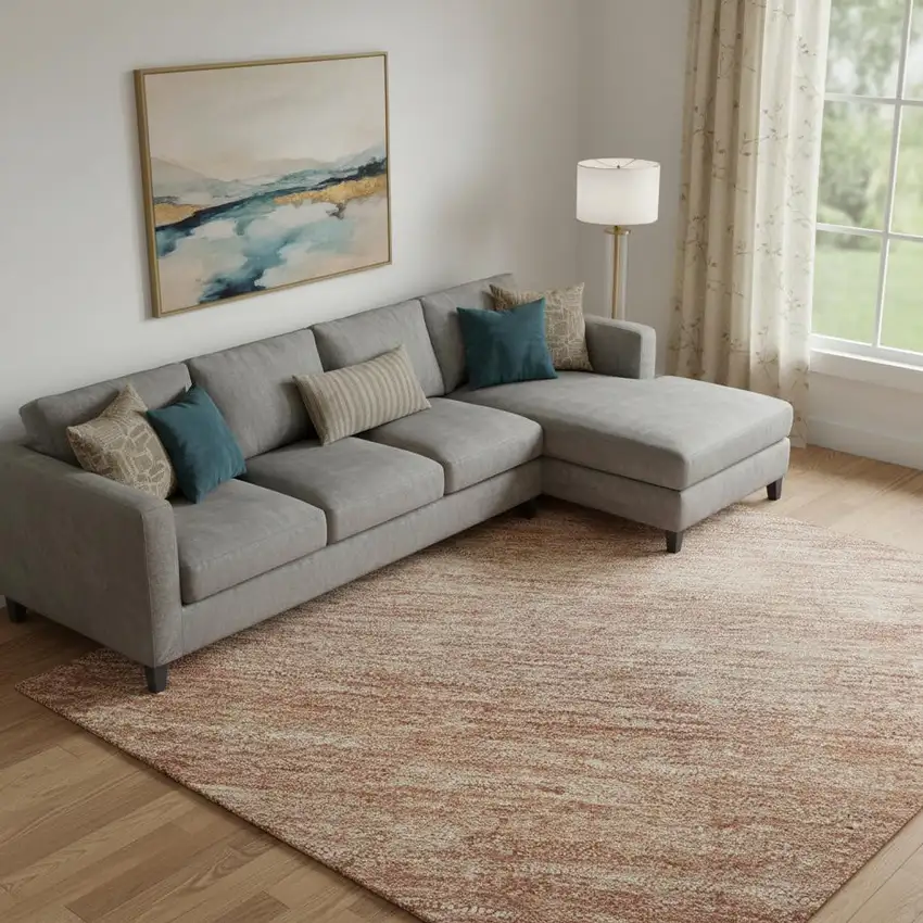 Terra Cotta And Peach Striped Washable Area Rug With UV Protection Photo 2