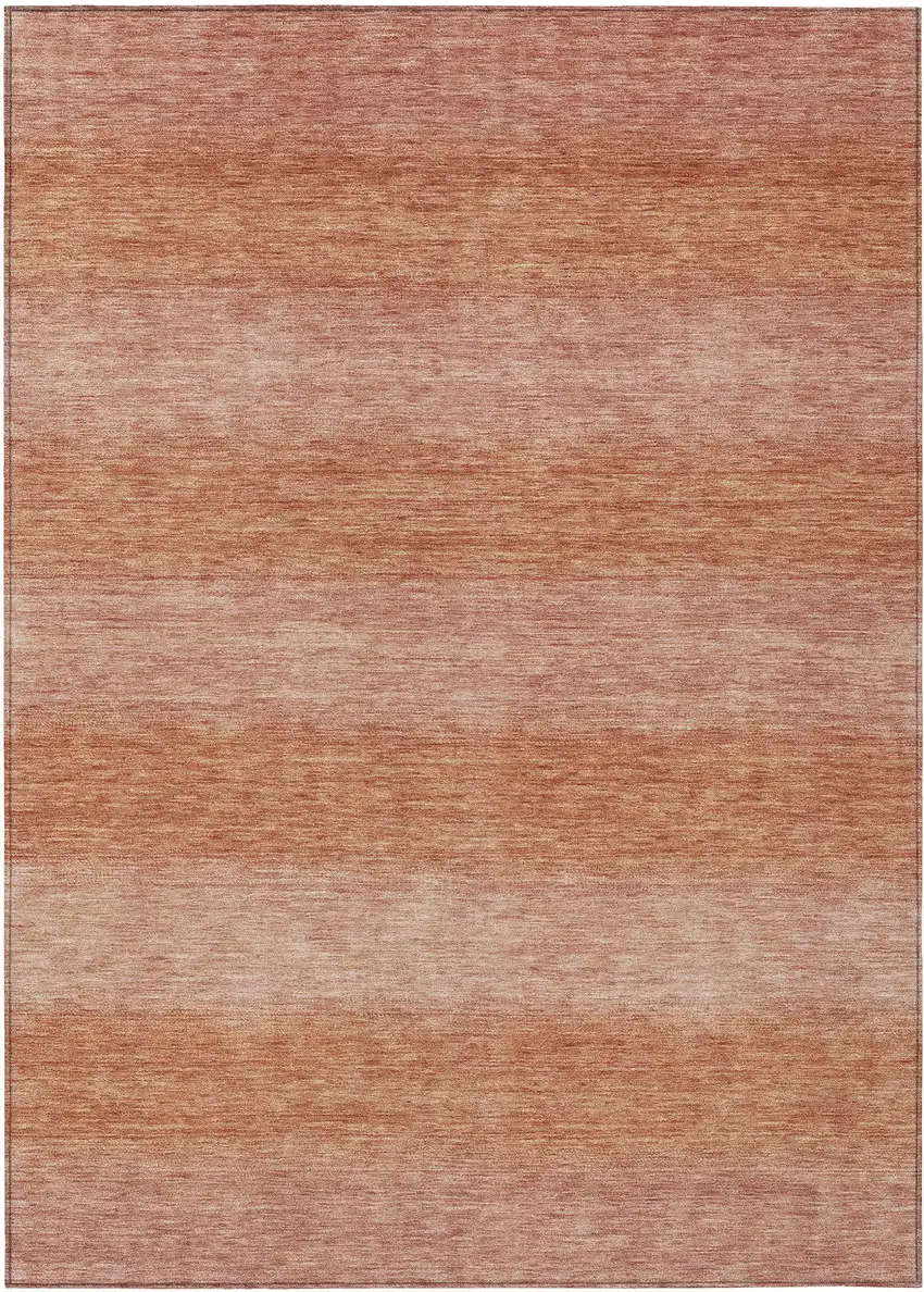 Terra Cotta And Peach Striped Washable Indoor Outdoor Area Rug Photo 1