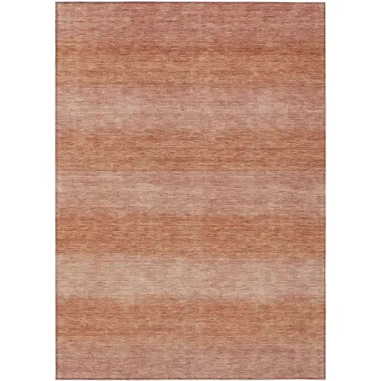 Terra Cotta And Peach Striped Washable Indoor Outdoor Area Rug Photo 1