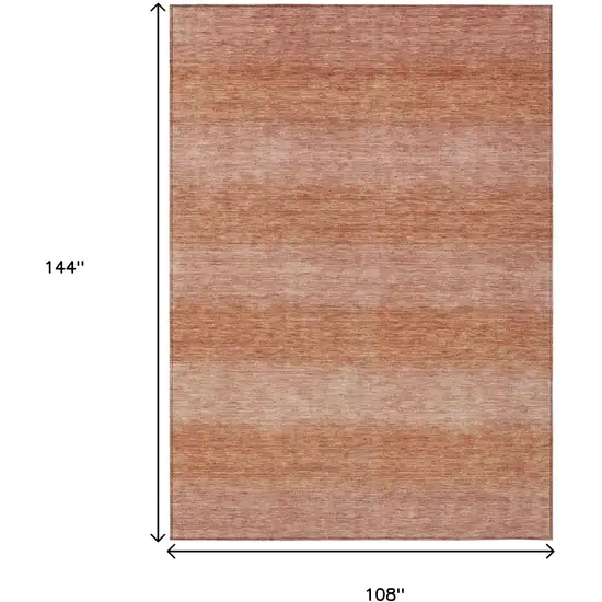 Terra Cotta And Peach Striped Washable Indoor Outdoor Area Rug Photo 8