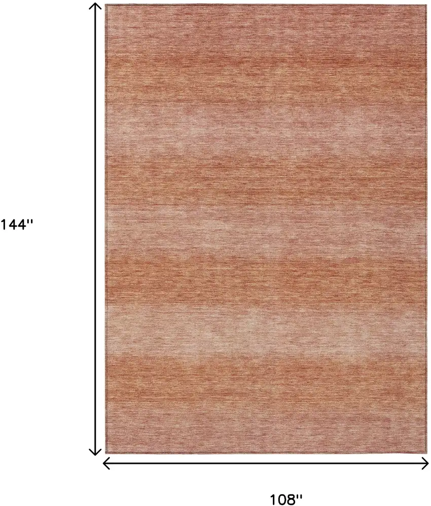 Terra Cotta And Peach Striped Washable Indoor Outdoor Area Rug Photo 8