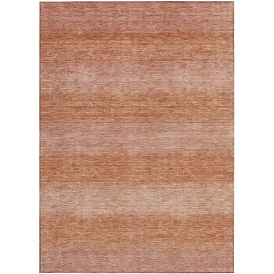 Terra Cotta And Peach Striped Washable Indoor Outdoor Area Rug Photo 5