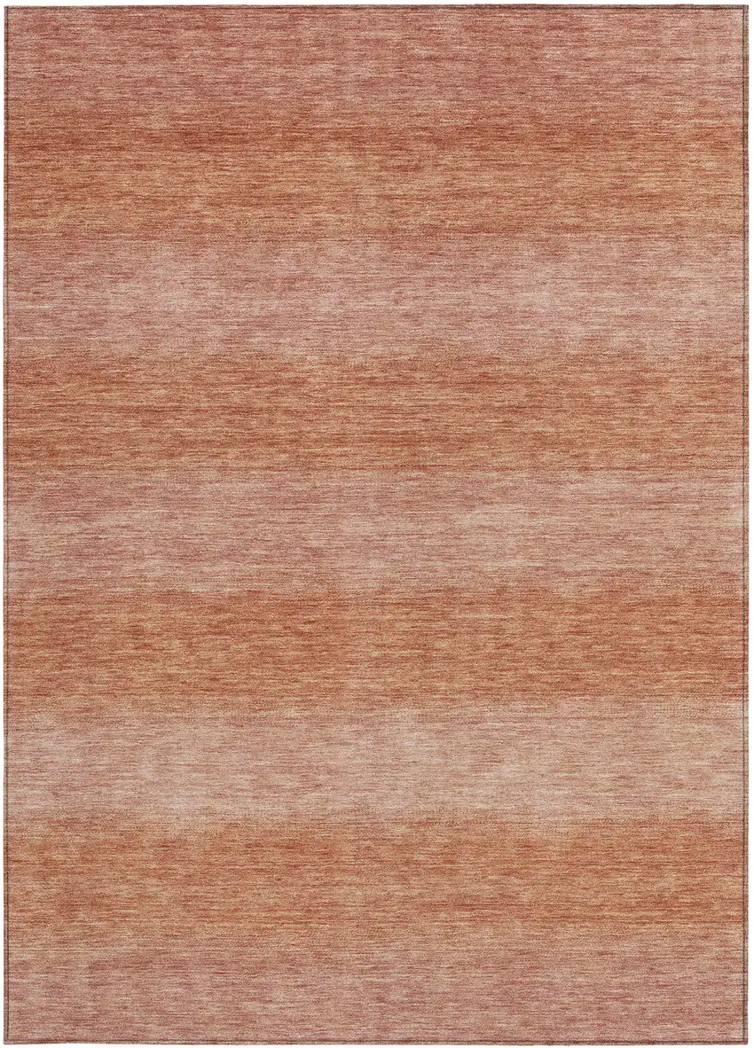 Terra Cotta And Peach Striped Washable Indoor Outdoor Area Rug Photo 5