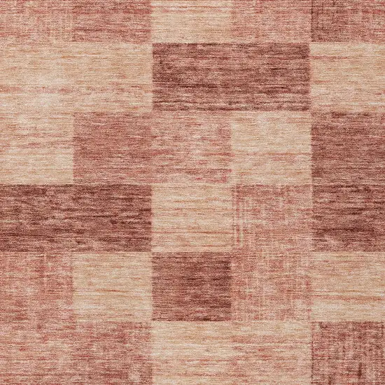 Terra Cotta And Pink Geometric Washable Indoor Outdoor Area Rug Photo 5