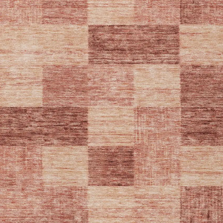 Terra Cotta And Pink Geometric Washable Indoor Outdoor Area Rug Photo 5