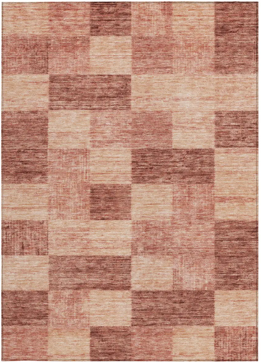 Terra Cotta And Pink Geometric Washable Indoor Outdoor Area Rug Photo 6