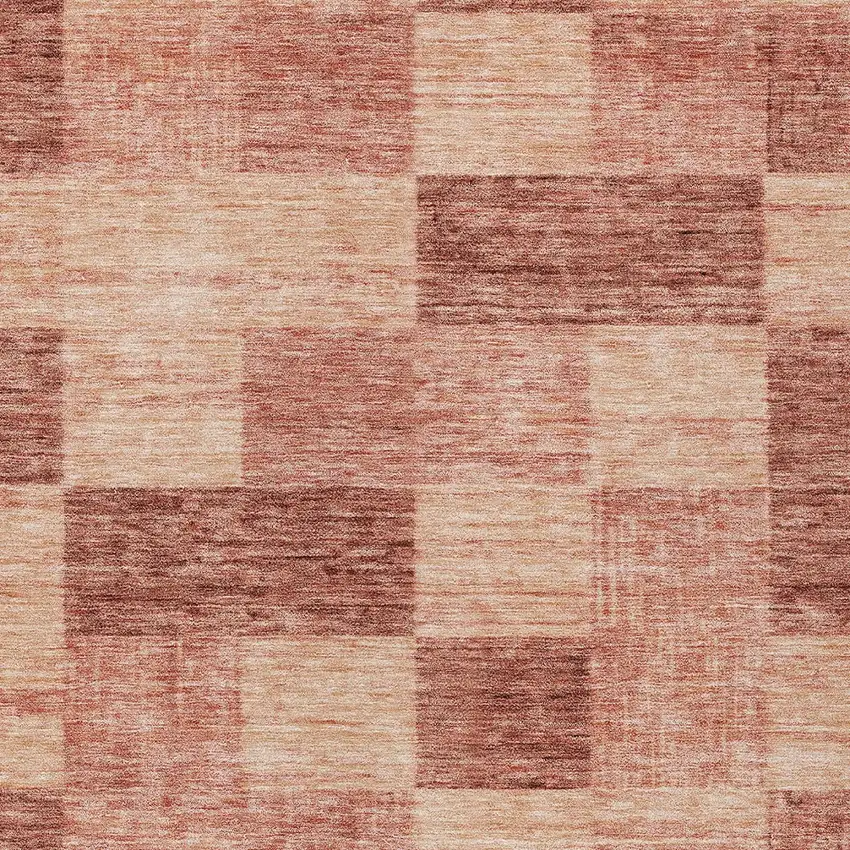 Terra Cotta And Pink Geometric Washable Indoor Outdoor Area Rug Photo 5