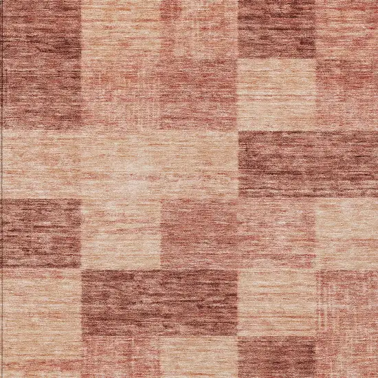 Terra Cotta And Pink Geometric Washable Indoor Outdoor Area Rug Photo 5
