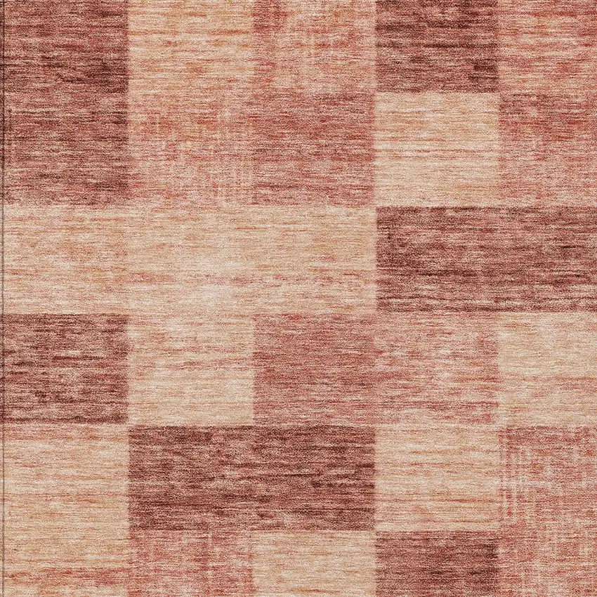 Terra Cotta And Pink Geometric Washable Indoor Outdoor Area Rug Photo 5