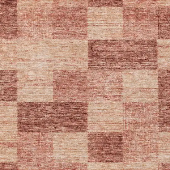 Terra Cotta And Pink Geometric Washable Indoor Outdoor Area Rug Photo 5
