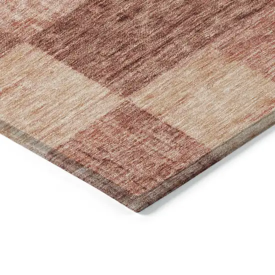 Terra Cotta And Pink Geometric Washable Indoor Outdoor Area Rug Photo 4