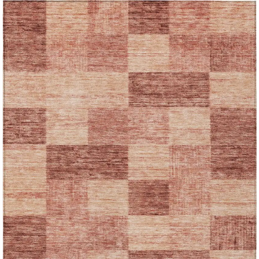 Terra Cotta And Pink Geometric Washable Indoor Outdoor Area Rug Photo 6