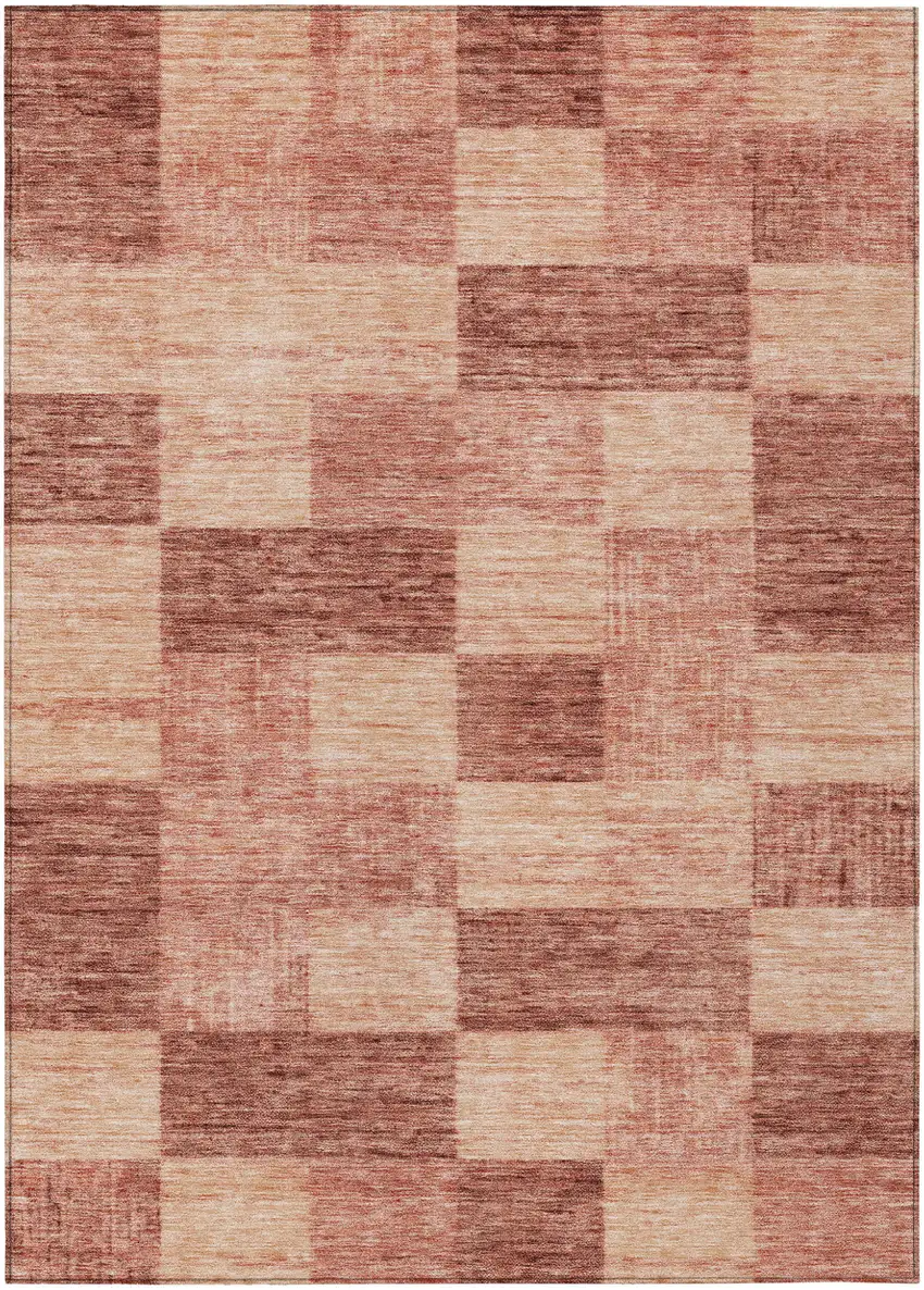 Terra Cotta And Pink Geometric Washable Indoor Outdoor Area Rug Photo 2
