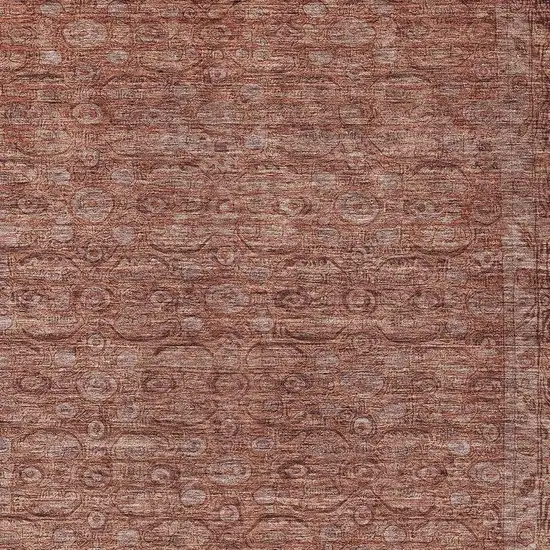 Terra Cotta And Rust Floral Washable Indoor Outdoor Area Rug Photo 4