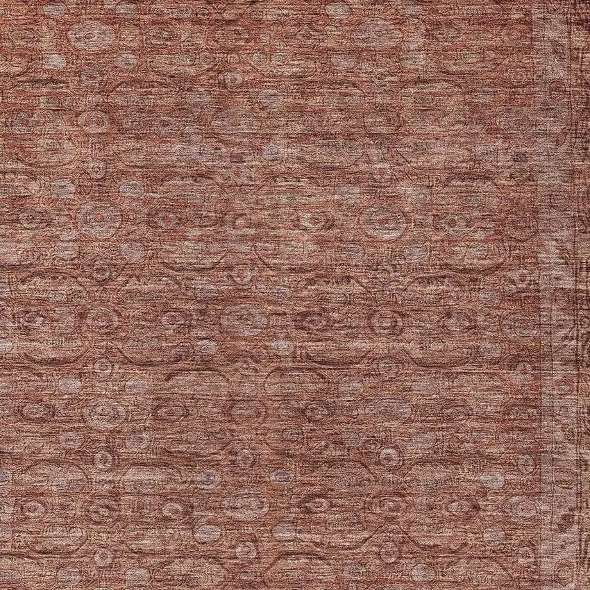 Terra Cotta And Rust Floral Washable Indoor Outdoor Area Rug Photo 4