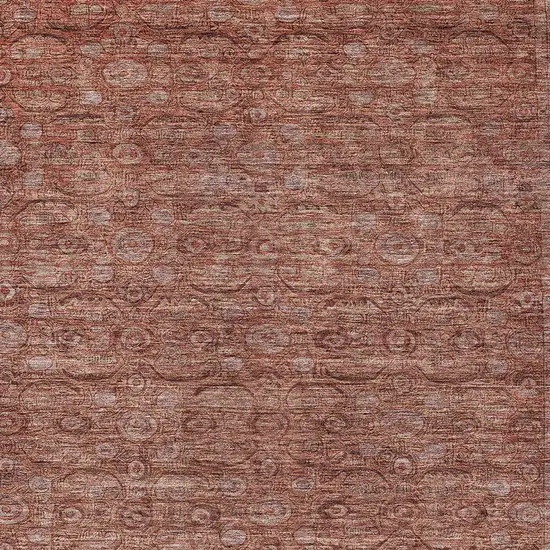 Terra Cotta And Rust Floral Washable Indoor Outdoor Area Rug Photo 6