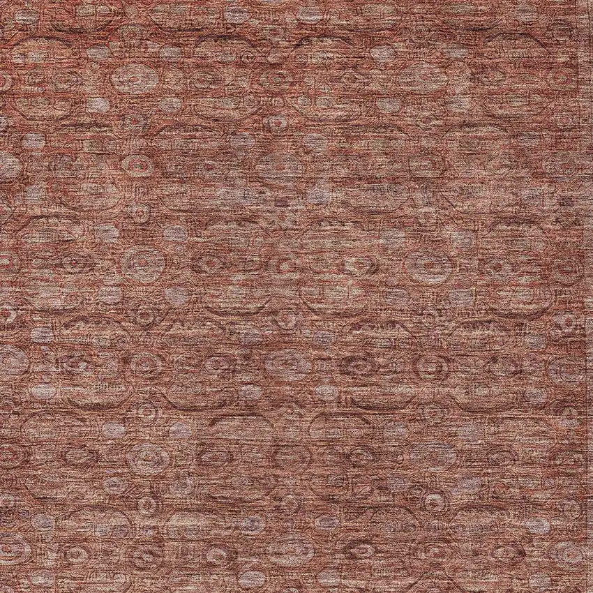 Terra Cotta And Rust Floral Washable Indoor Outdoor Area Rug Photo 6