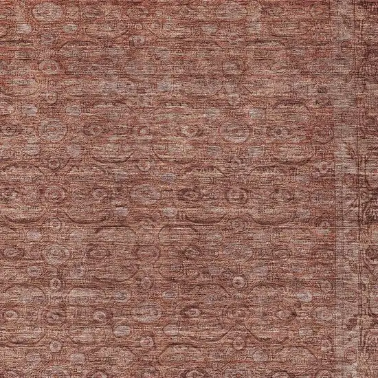 Terra Cotta And Rust Floral Washable Indoor Outdoor Area Rug Photo 4
