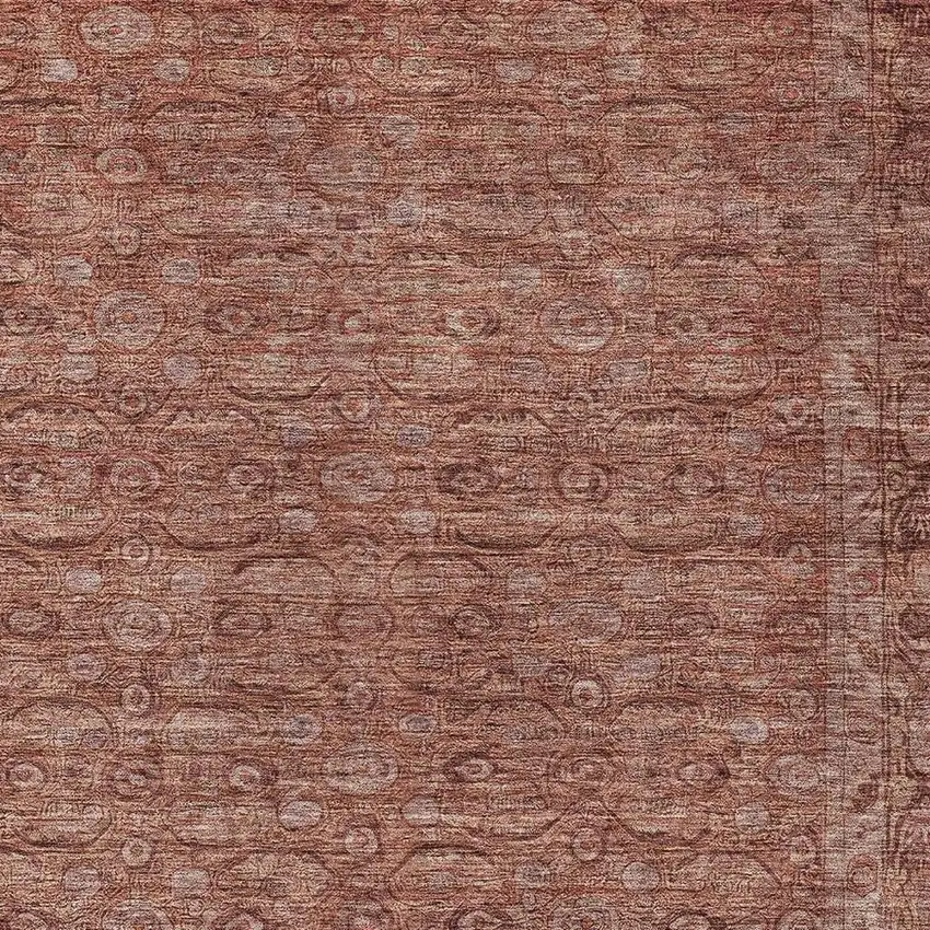Terra Cotta And Rust Floral Washable Indoor Outdoor Area Rug Photo 4