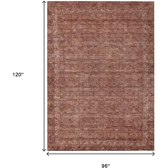Terra Cotta And Rust Floral Washable Indoor Outdoor Area Rug Photo 9