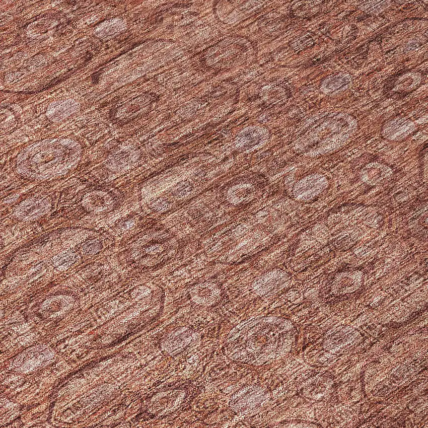 Terra Cotta And Rust Floral Washable Indoor Outdoor Area Rug Photo 8