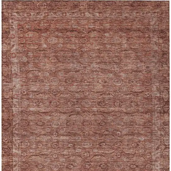 Terra Cotta And Rust Floral Washable Indoor Outdoor Area Rug Photo 4