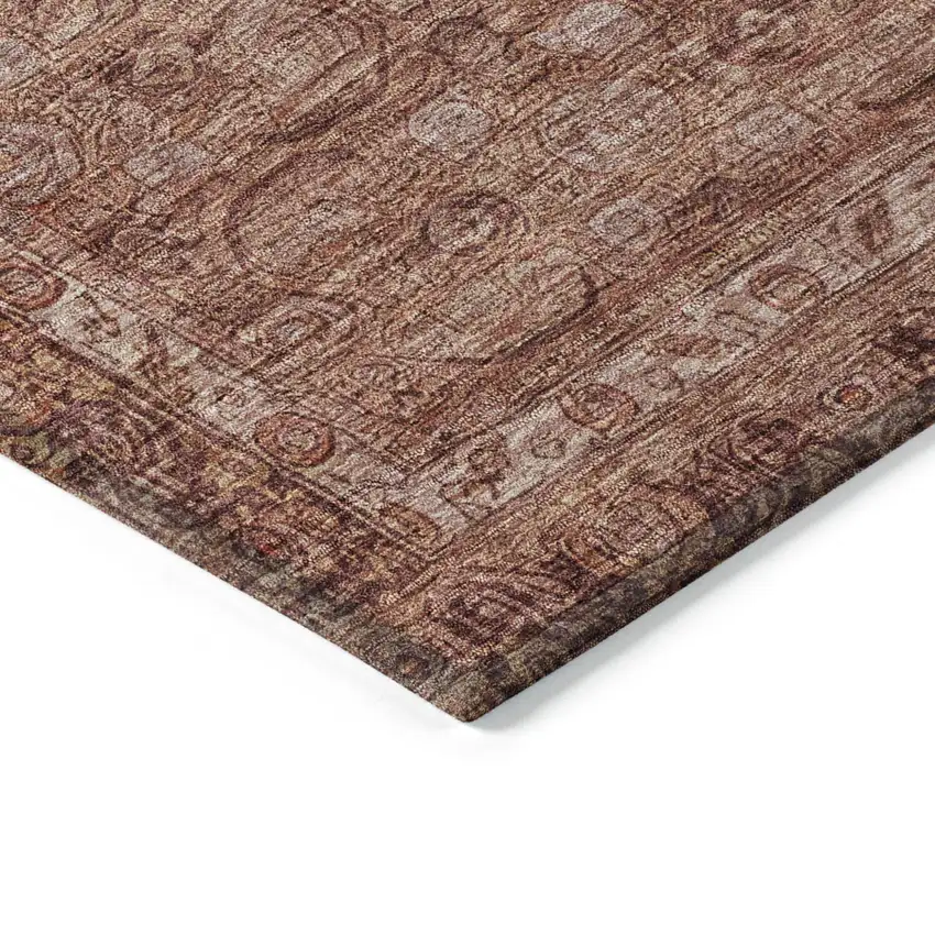Terra Cotta And Rust Floral Washable Indoor Outdoor Area Rug Photo 5