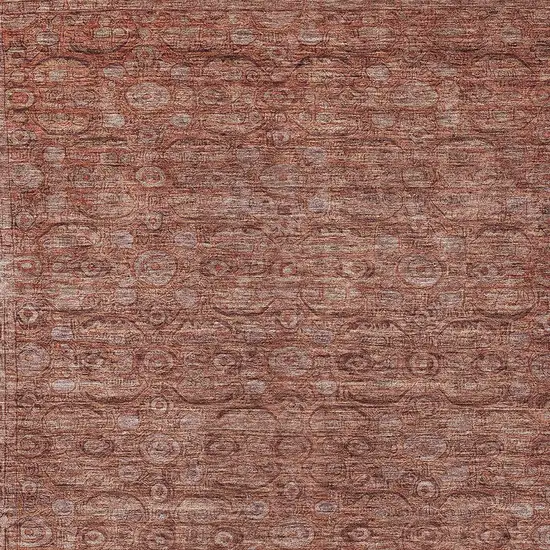 Terra Cotta And Rust Floral Washable Indoor Outdoor Area Rug Photo 6