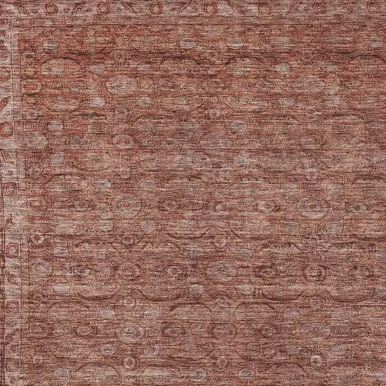 Terra Cotta And Rust Floral Washable Indoor Outdoor Area Rug Photo 3