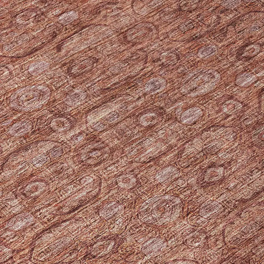Terra Cotta And Rust Floral Washable Indoor Outdoor Area Rug Photo 9