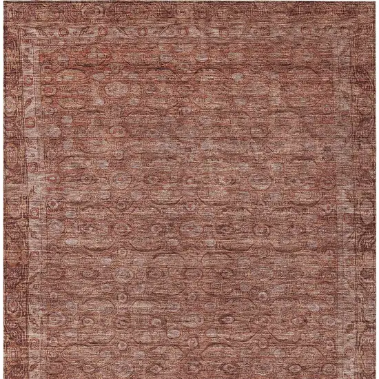 Terra Cotta And Rust Floral Washable Indoor Outdoor Area Rug Photo 7