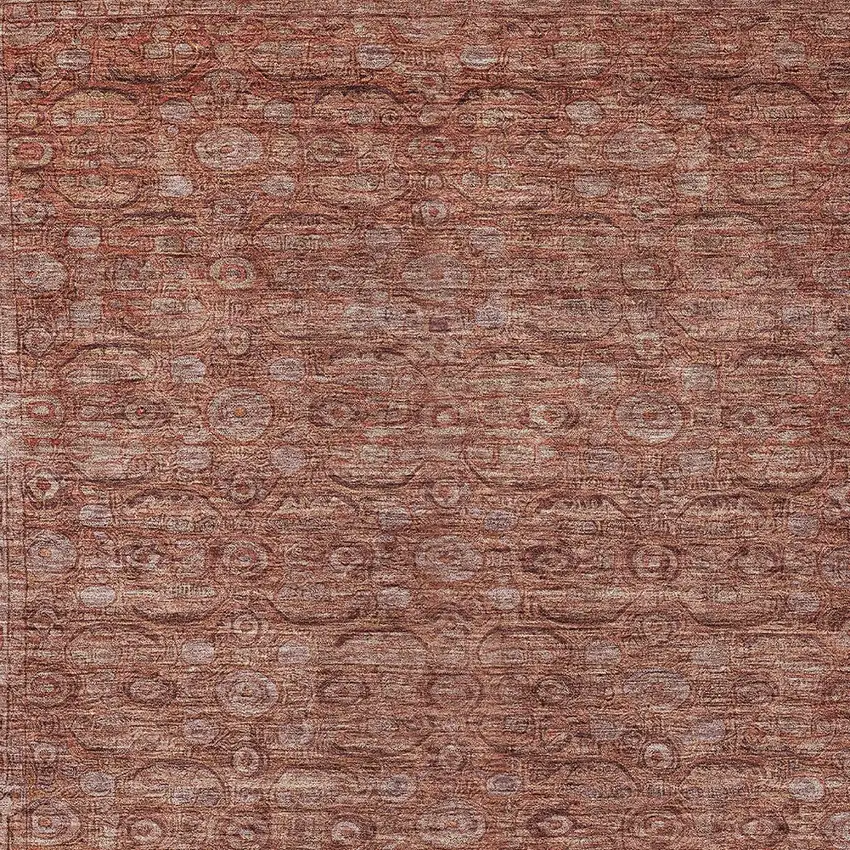Terra Cotta And Rust Floral Washable Indoor Outdoor Area Rug Photo 6