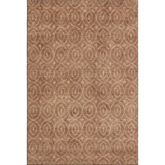 Terra Cotta And Rust Geometric Washable Area Rug With UV Protection Photo 1