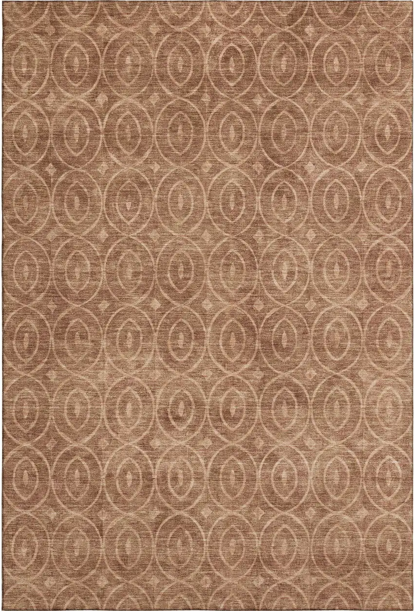 Terra Cotta And Rust Geometric Washable Area Rug With UV Protection Photo 1