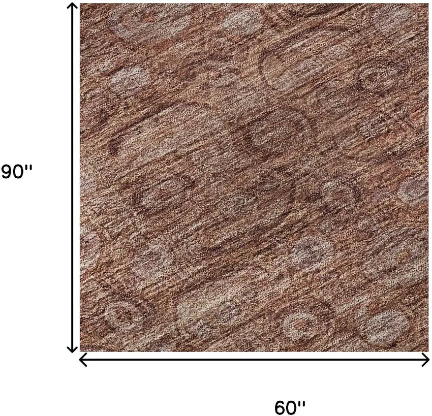 Terra Cotta And Rust Oriental Washable Area Rug With UV Protection Photo 9