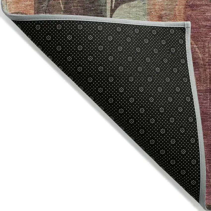 Terra Cotta And Sage Floral Washable Indoor Outdoor Area Rug Photo 4