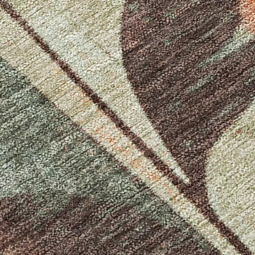 Terra Cotta And Sage Floral Washable Indoor Outdoor Area Rug Photo 3