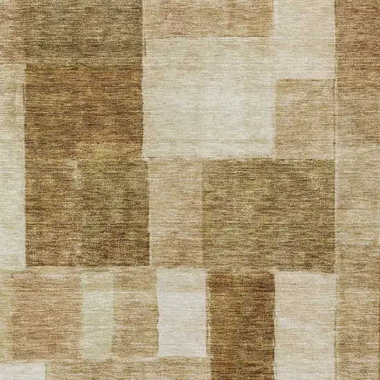 Terra Cotta Beige And Brown Geometric Washable Indoor Outdoor Area Rug Photo 6