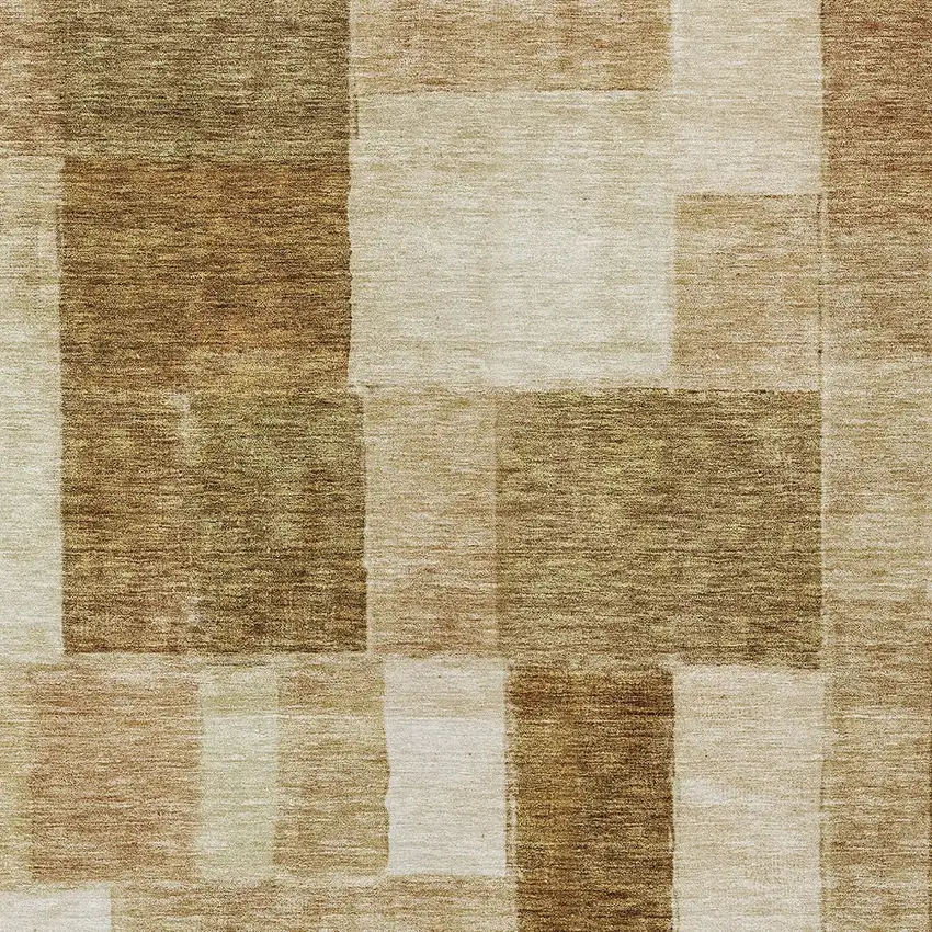 Terra Cotta Beige And Brown Geometric Washable Indoor Outdoor Area Rug Photo 6