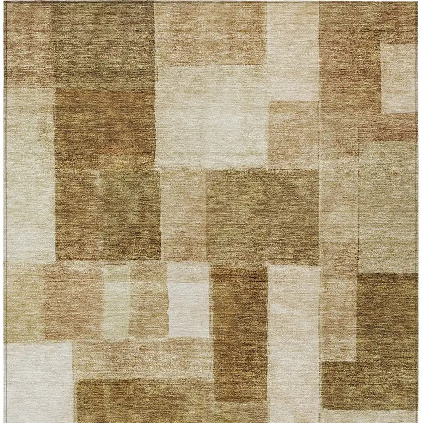 Terra Cotta Beige And Brown Geometric Washable Indoor Outdoor Area Rug Photo 7