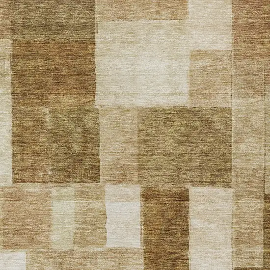 Terra Cotta Beige And Brown Geometric Washable Indoor Outdoor Area Rug Photo 6