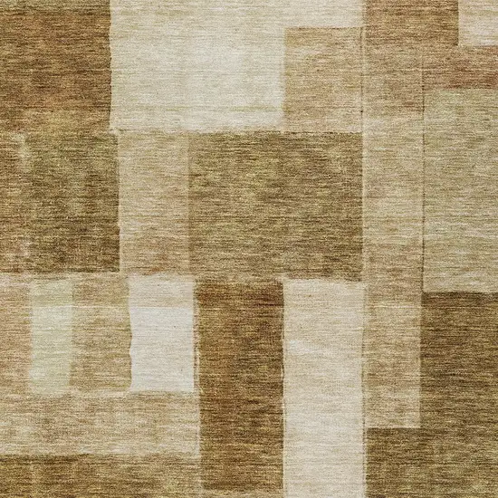 Terra Cotta Beige And Brown Geometric Washable Indoor Outdoor Area Rug Photo 6