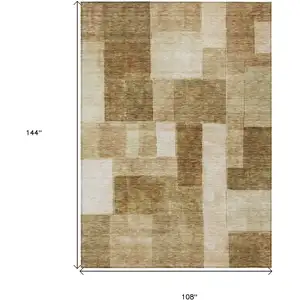 Photo of Terra Cotta Beige And Brown Geometric Washable Indoor Outdoor Area Rug