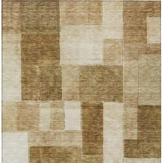 Terra Cotta Beige And Brown Geometric Washable Indoor Outdoor Area Rug Photo 7